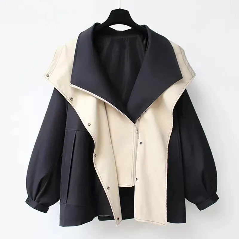 Women’s Hooded Trench Coat - Drawstring Waist Jacket