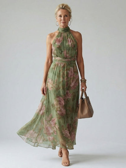 Kesslyn | Halter Floral Dress Summer with Elegant Vacation Style
