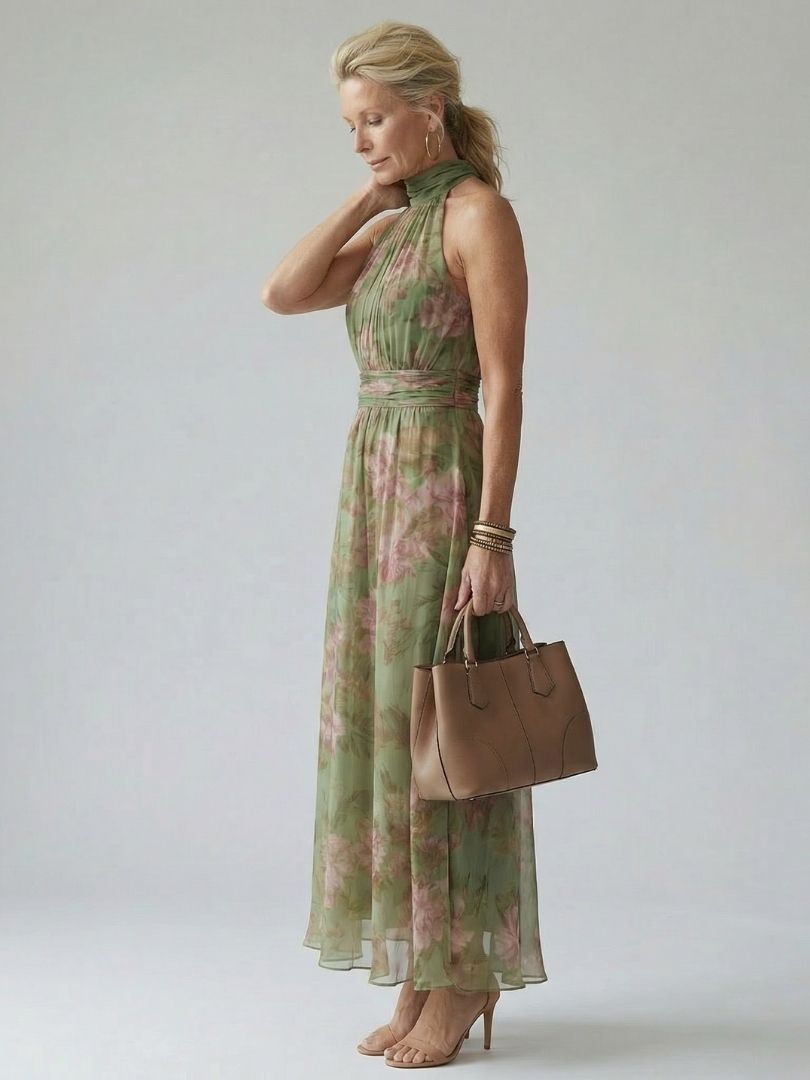 Kesslyn | Halter Floral Dress Summer with Elegant Vacation Style