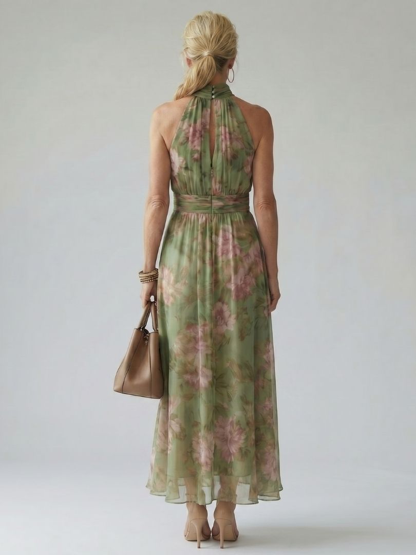 Kesslyn | Halter Floral Dress Summer with Elegant Vacation Style