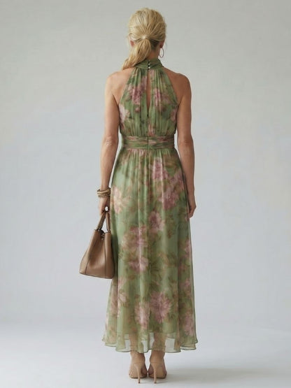 Kesslyn | Halter Floral Dress Summer with Elegant Vacation Style