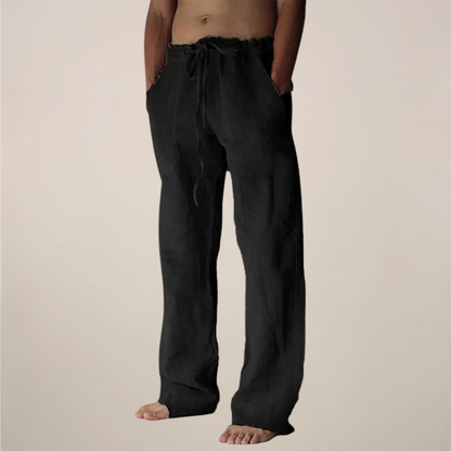 Cornelius | Men's Linen Wide-Leg Trousers with Drawstring Waist