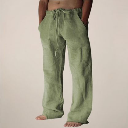 Cornelius | Men's Linen Wide-Leg Trousers with Drawstring Waist