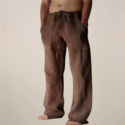 Cornelius | Men's Linen Wide-Leg Trousers with Drawstring Waist