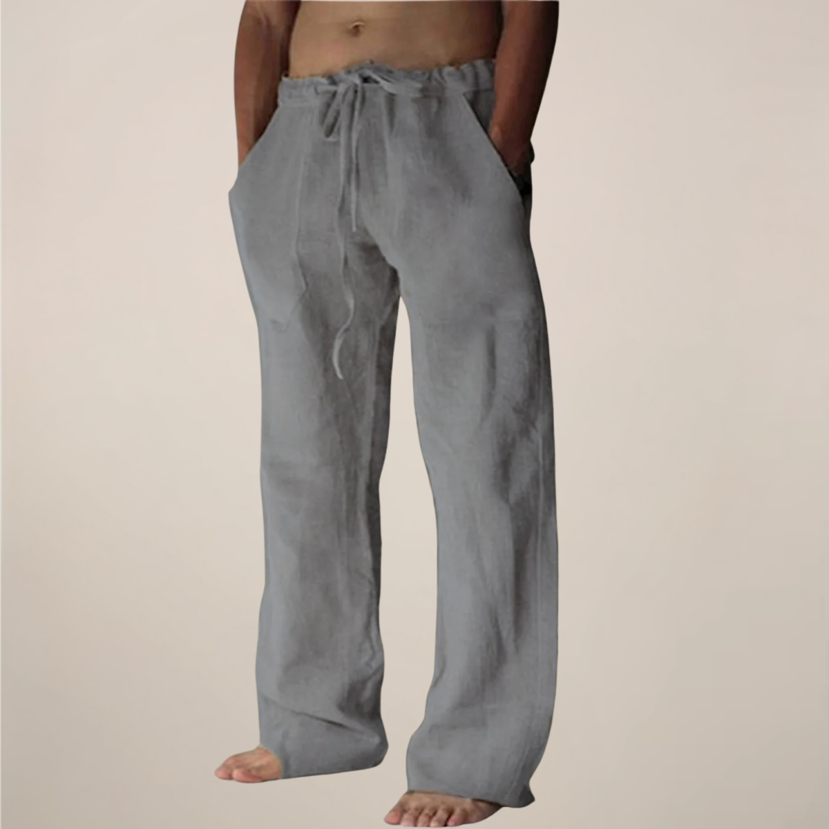 Cornelius | Men's Linen Wide-Leg Trousers with Drawstring Waist