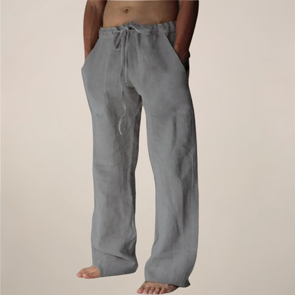 Cornelius | Men's Linen Wide-Leg Trousers with Drawstring Waist