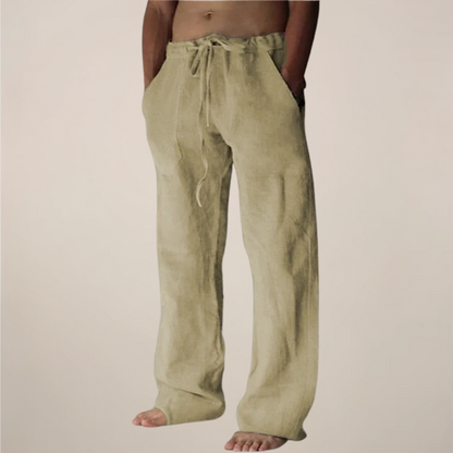 Cornelius | Men's Linen Wide-Leg Trousers with Drawstring Waist