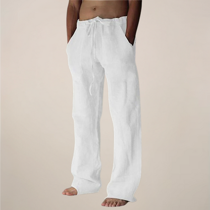 Cornelius | Men's Linen Wide-Leg Trousers with Drawstring Waist