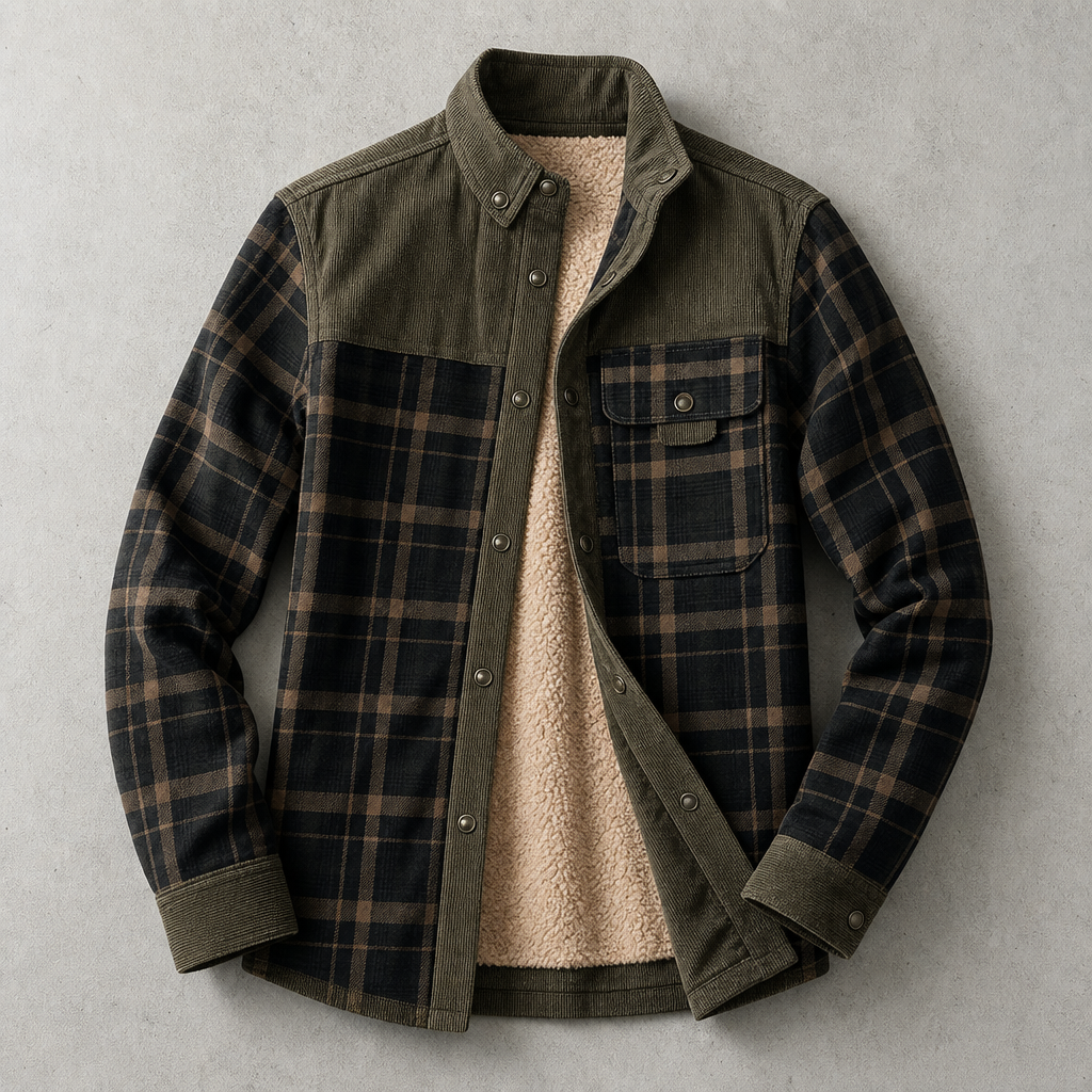 Men's Sherpa Lined Flannel Shirt Jacket - Plaid Field Overshirt