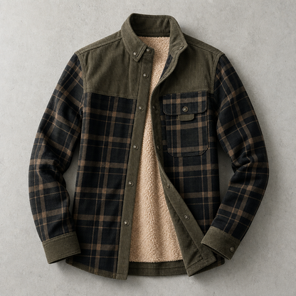 Men's Sherpa Lined Flannel Shirt Jacket - Plaid Field Overshirt