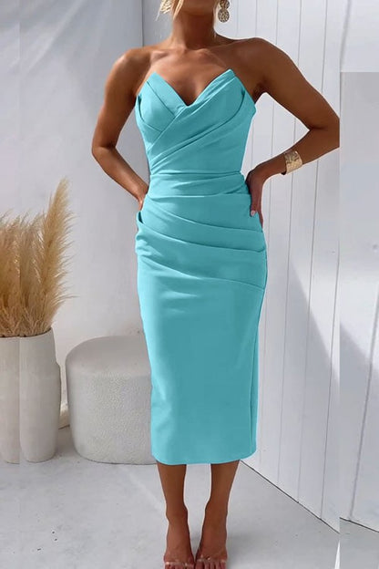 Xylvie | Draped Bodice Wedding Guest Dress for Formal Events