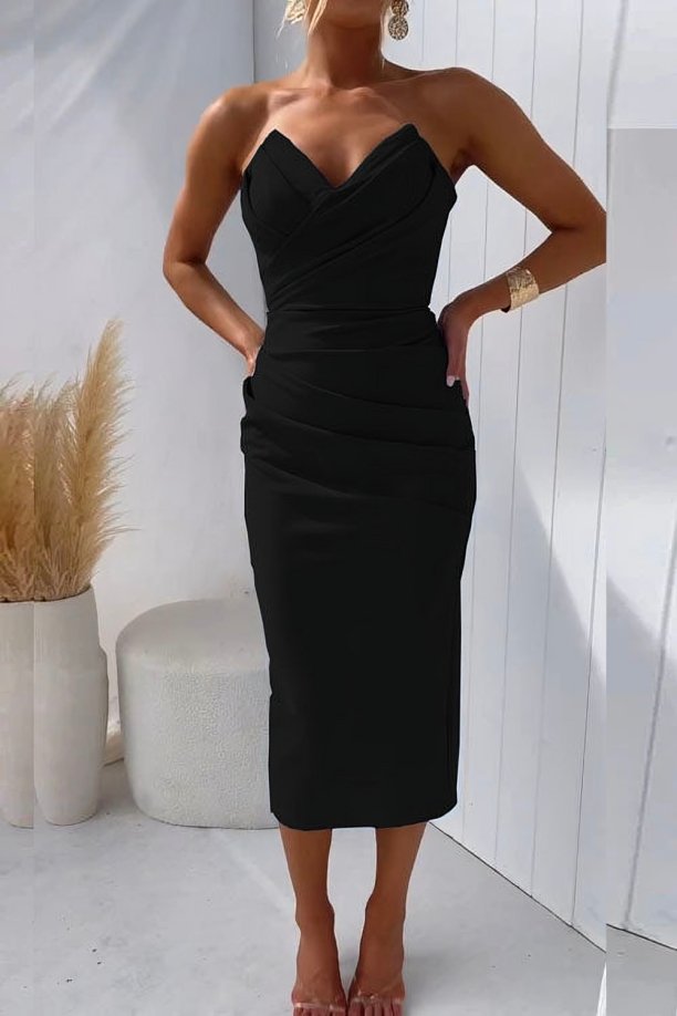 Xylvie | Draped Bodice Wedding Guest Dress for Formal Events
