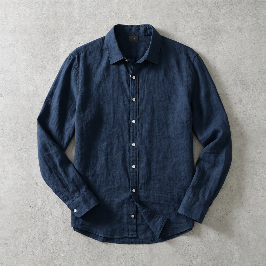 Men's Linen Shirt - Long Sleeve Casual Button Down
