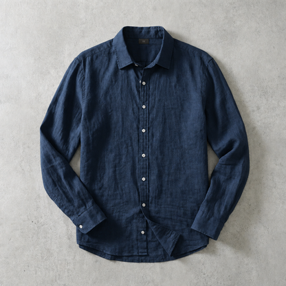 Men's Linen Shirt - Long Sleeve Casual Button Down