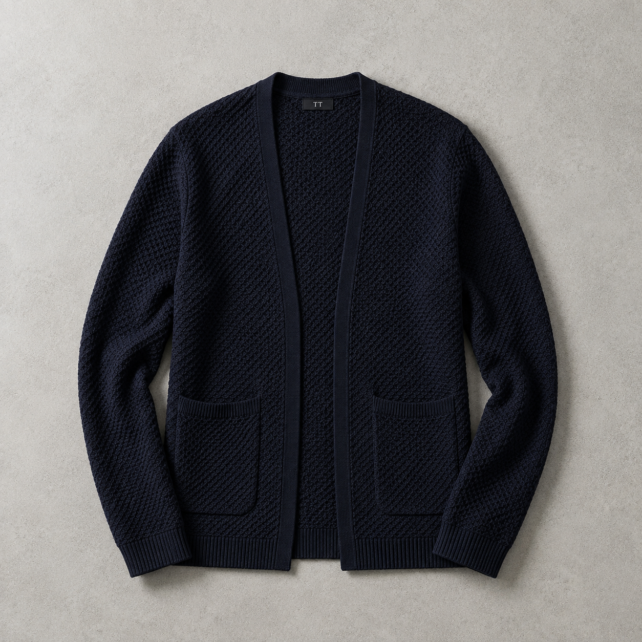 Men's Open Front Cardigan - Textured Knit Sweater