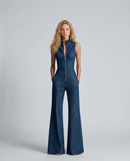 Delora | Women's Sleeveless Denim Jumpsuit for Casual Summer Wear