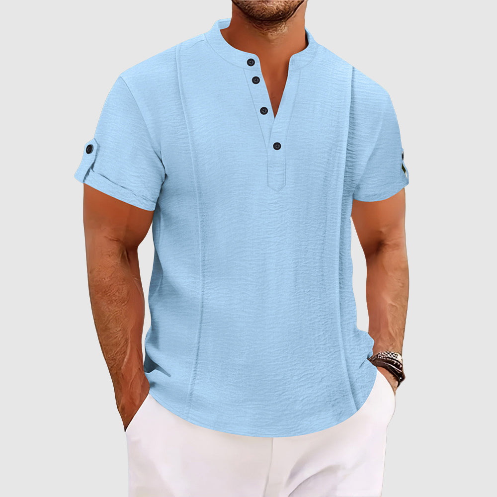 Demetrius | Men's Denim Short-Sleeve Grandad Shirt
