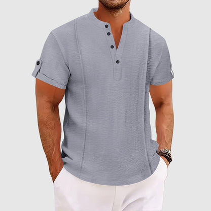 Demetrius | Men's Denim Short-Sleeve Grandad Shirt
