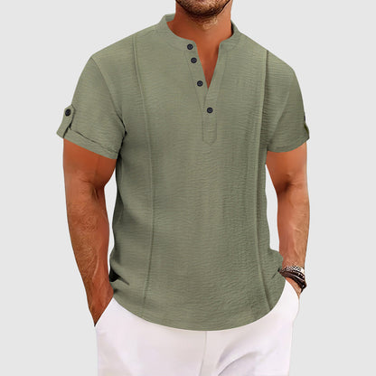 Demetrius | Men's Denim Short-Sleeve Grandad Shirt