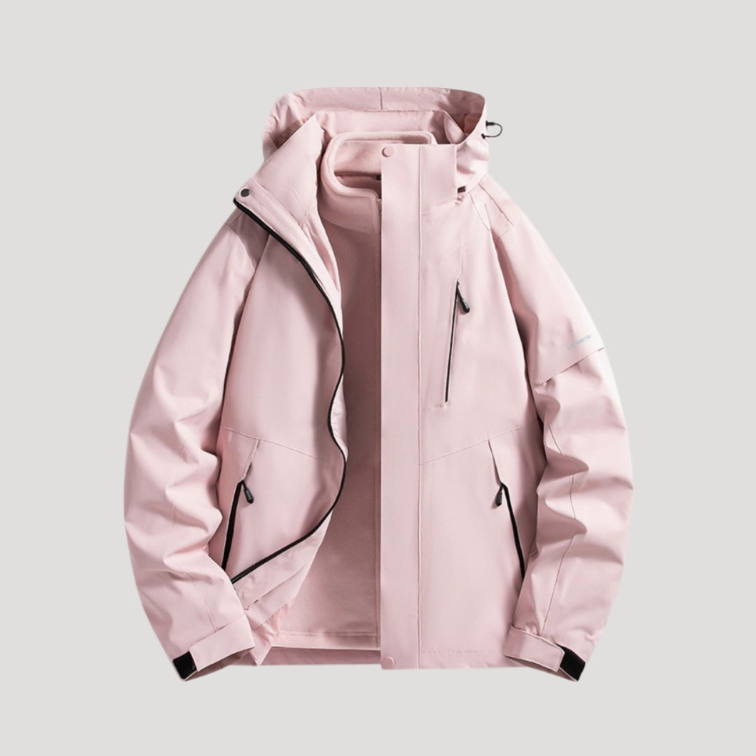 Women’s Hooded Windbreaker Jacket - Zip Up Pockets