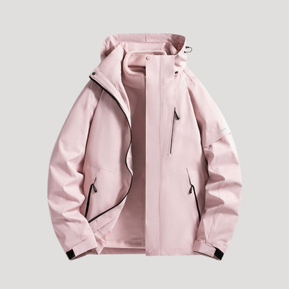 Women’s Hooded Windbreaker Jacket - Zip Up Pockets