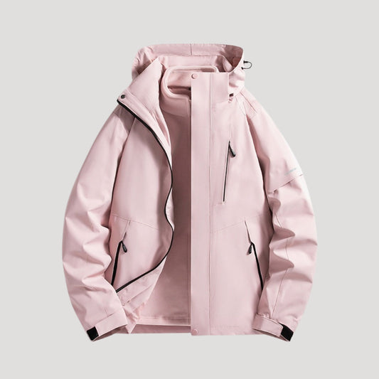 Women’s Hooded Windbreaker Jacket - Zip Up Pockets