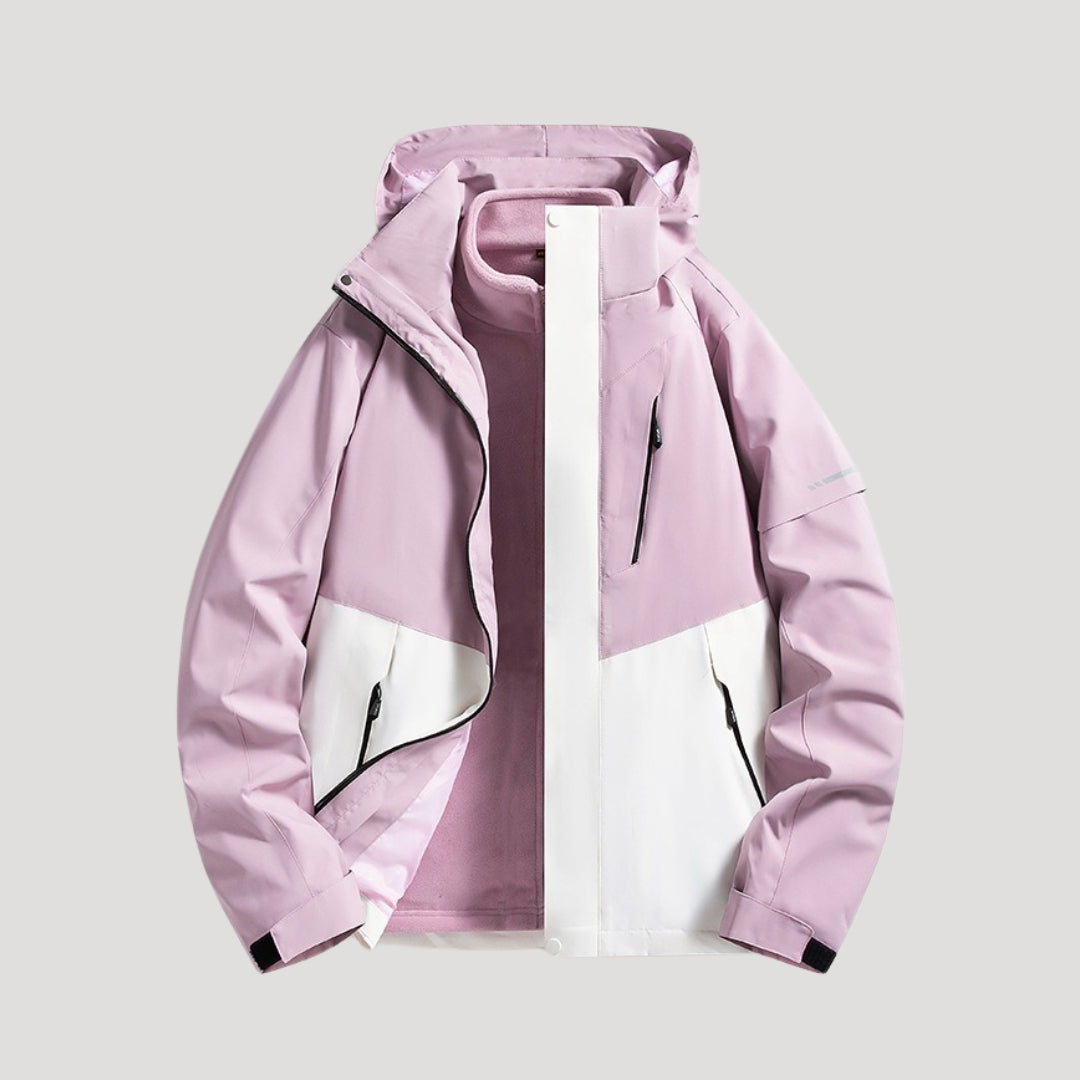 Women’s Hooded Windbreaker Jacket - Zip Up Pockets
