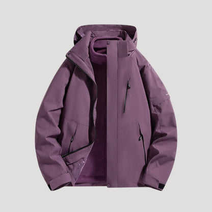 Women’s Hooded Windbreaker Jacket - Zip Up Pockets