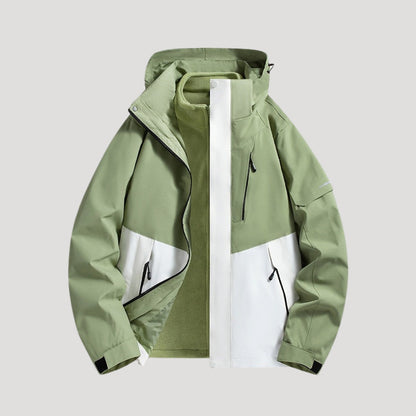 Women’s Hooded Windbreaker Jacket - Zip Up Pockets
