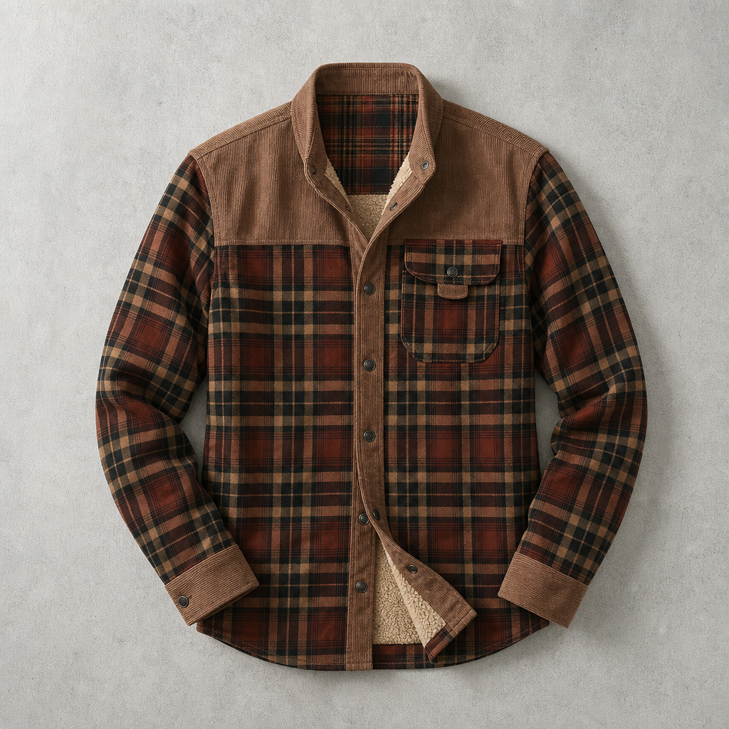 Men's Sherpa Lined Flannel Shirt Jacket - Plaid Field Overshirt