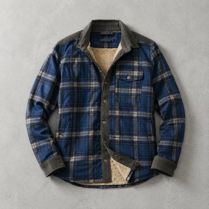 Men's Sherpa Lined Flannel Shirt Jacket - Plaid Field Overshirt