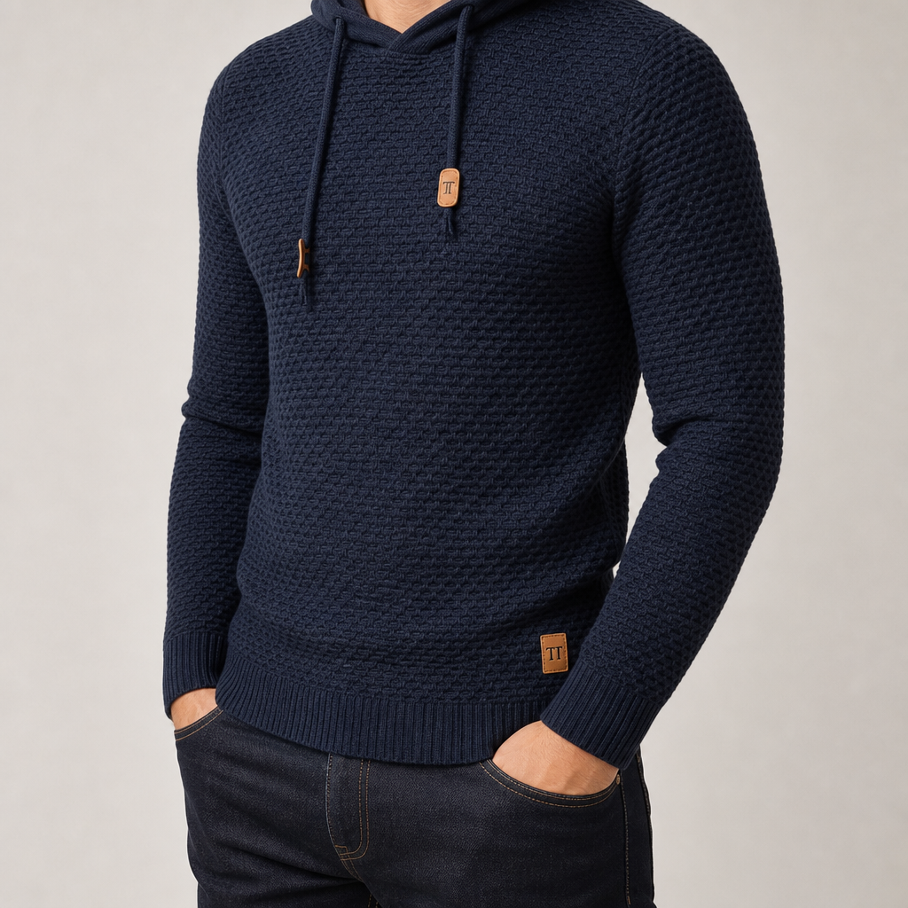 Men's Pullover Hoodie - Basket Weave Casual Sweatshirt