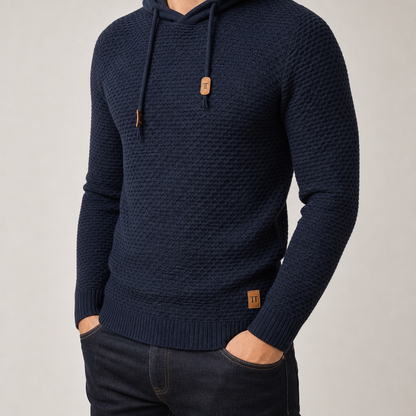 Men's Pullover Hoodie - Basket Weave Casual Sweatshirt