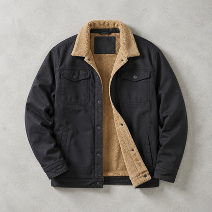 Men's Sherpa Lined Jacket - Trucker Style Casual Outerwear