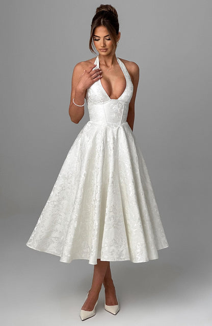 Sylvenna | Halter Midi Occasion Dress Women Fashion Style