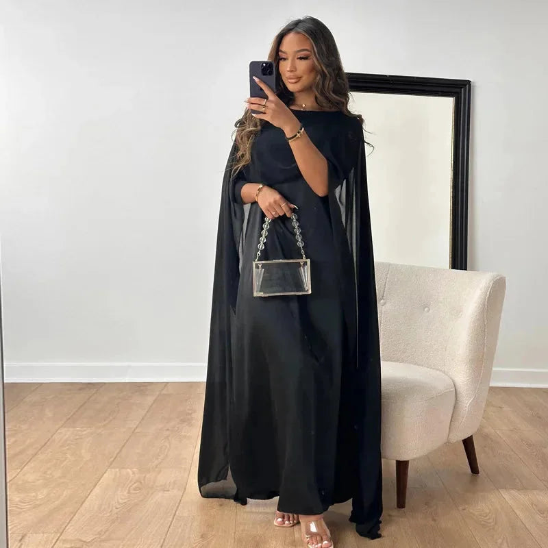 Wrenissa | Formal Cape Maxi Dress with Elegant Evening Style