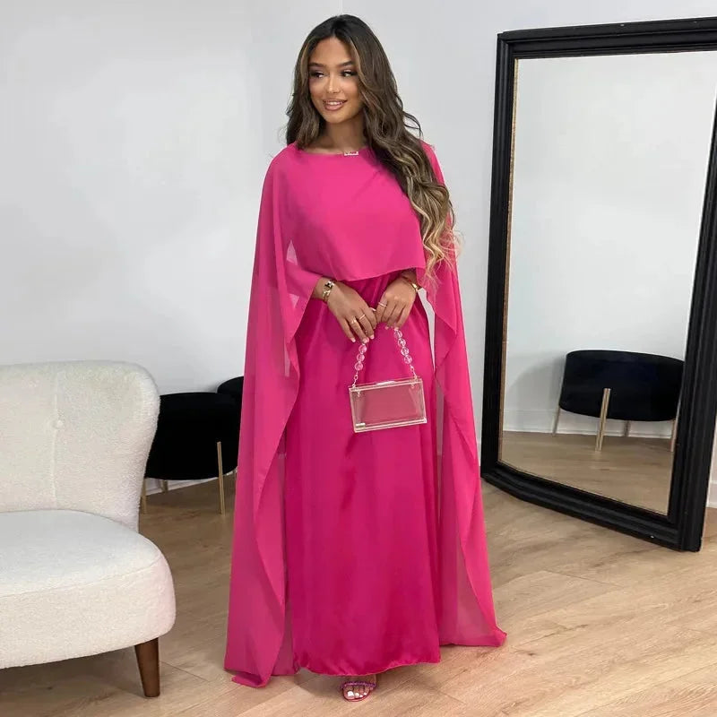 Wrenissa | Formal Cape Maxi Dress with Elegant Evening Style