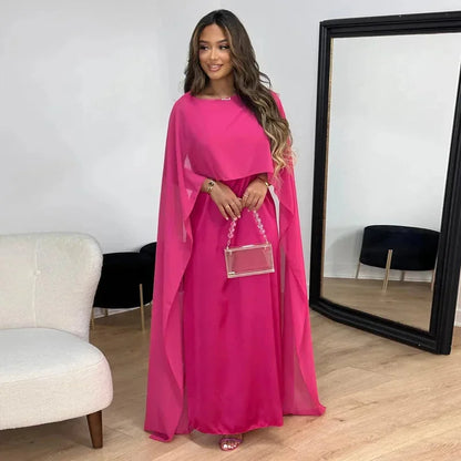 Wrenissa | Formal Cape Maxi Dress with Elegant Evening Style