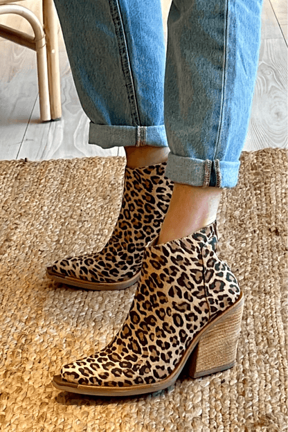 Women's Pointed-Toe Ankle Boots Block Heel