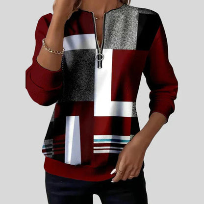 Women's Geometric Print Quarter-Zip Sweatshirt