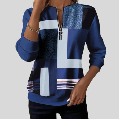 Women's Geometric Print Quarter-Zip Sweatshirt