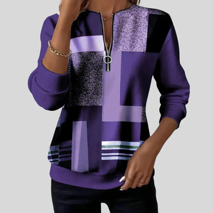 Women's Geometric Print Quarter-Zip Sweatshirt