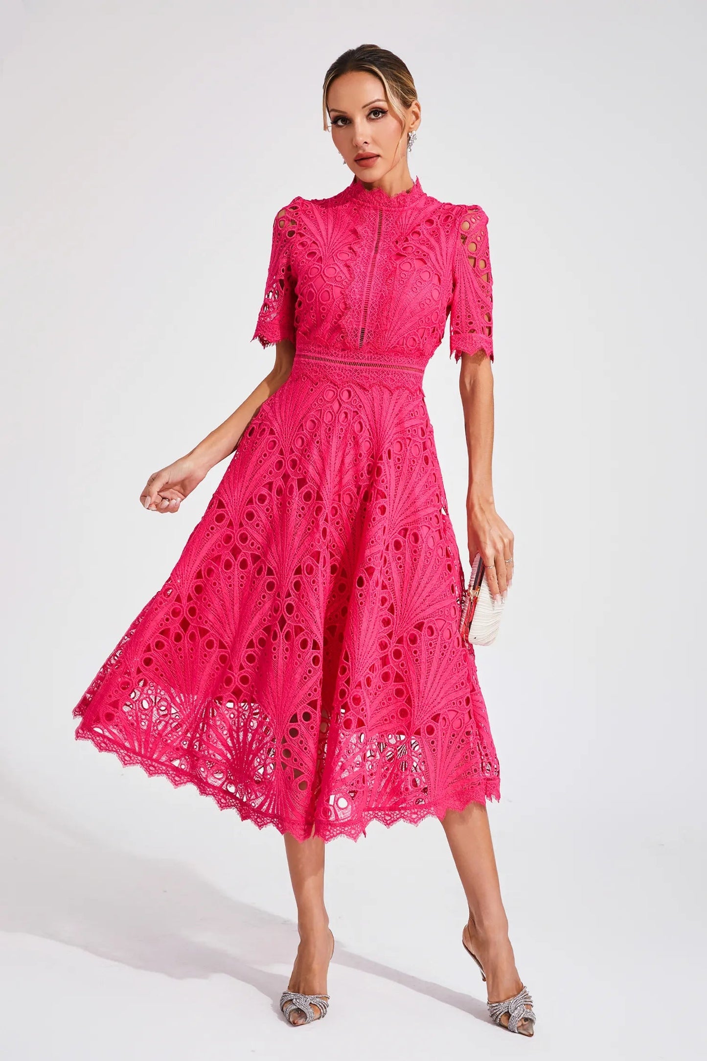 Florentina | Lace A-Line Wedding Guest Midi Dress