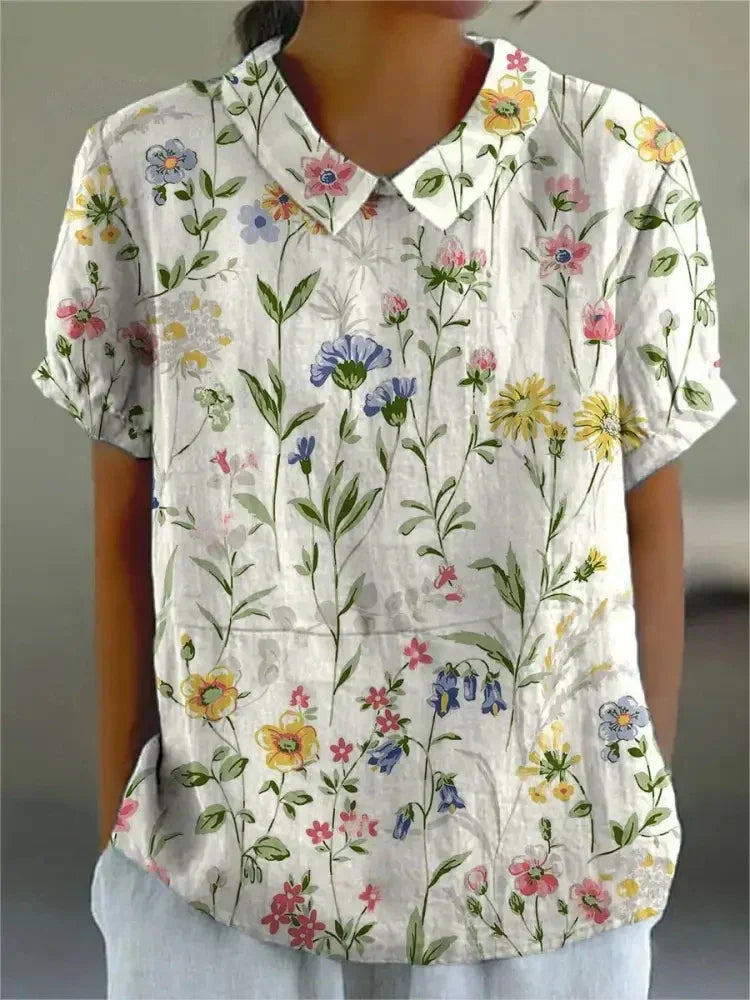 Kynsie | Women's Relaxed Floral Collar Blouse