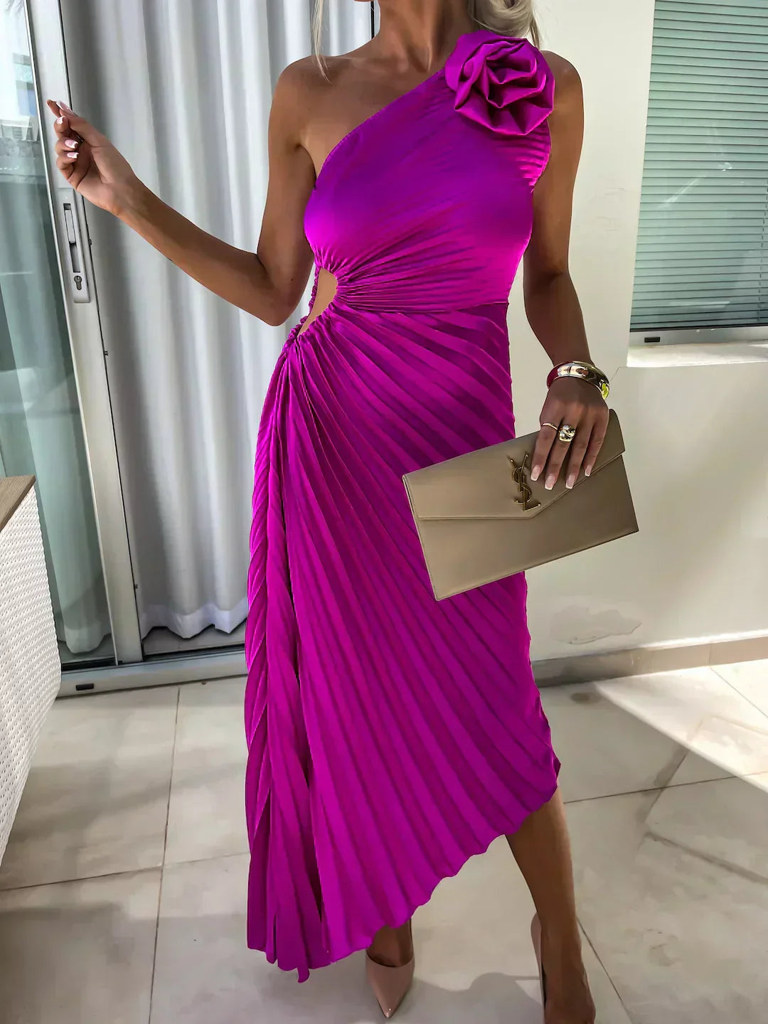 Marlene | Chic Asymmetrical Pleated Evening Dress Women Style