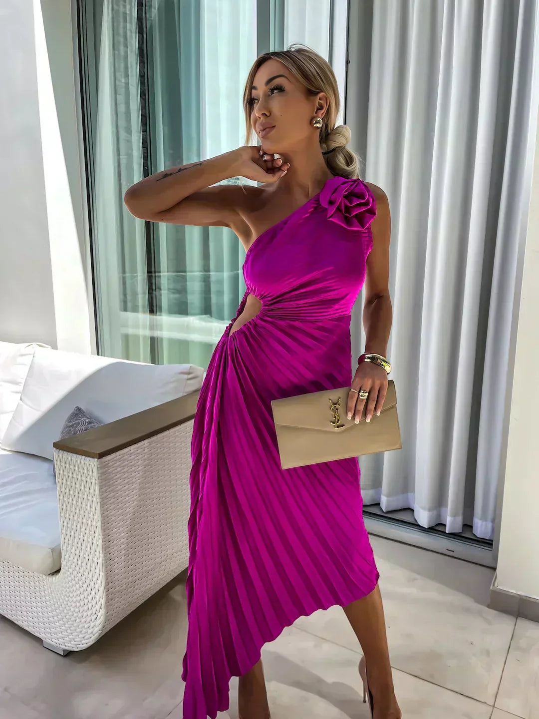 Marlene | Chic Asymmetrical Pleated Evening Dress Women Style