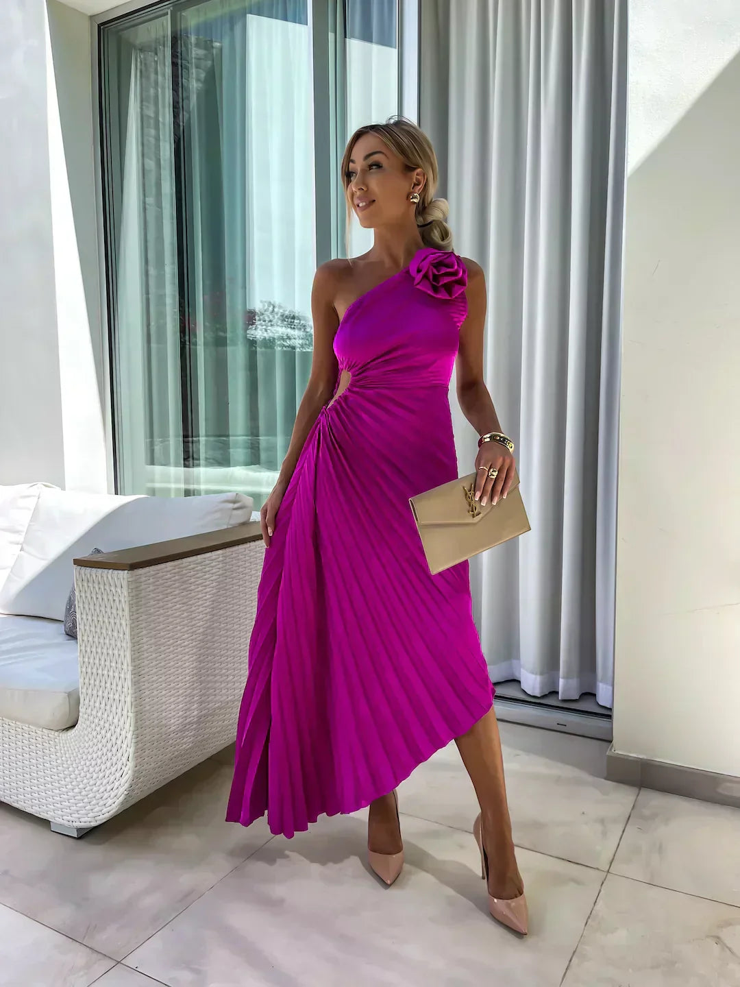 Marlene | Chic Asymmetrical Pleated Evening Dress Women Style