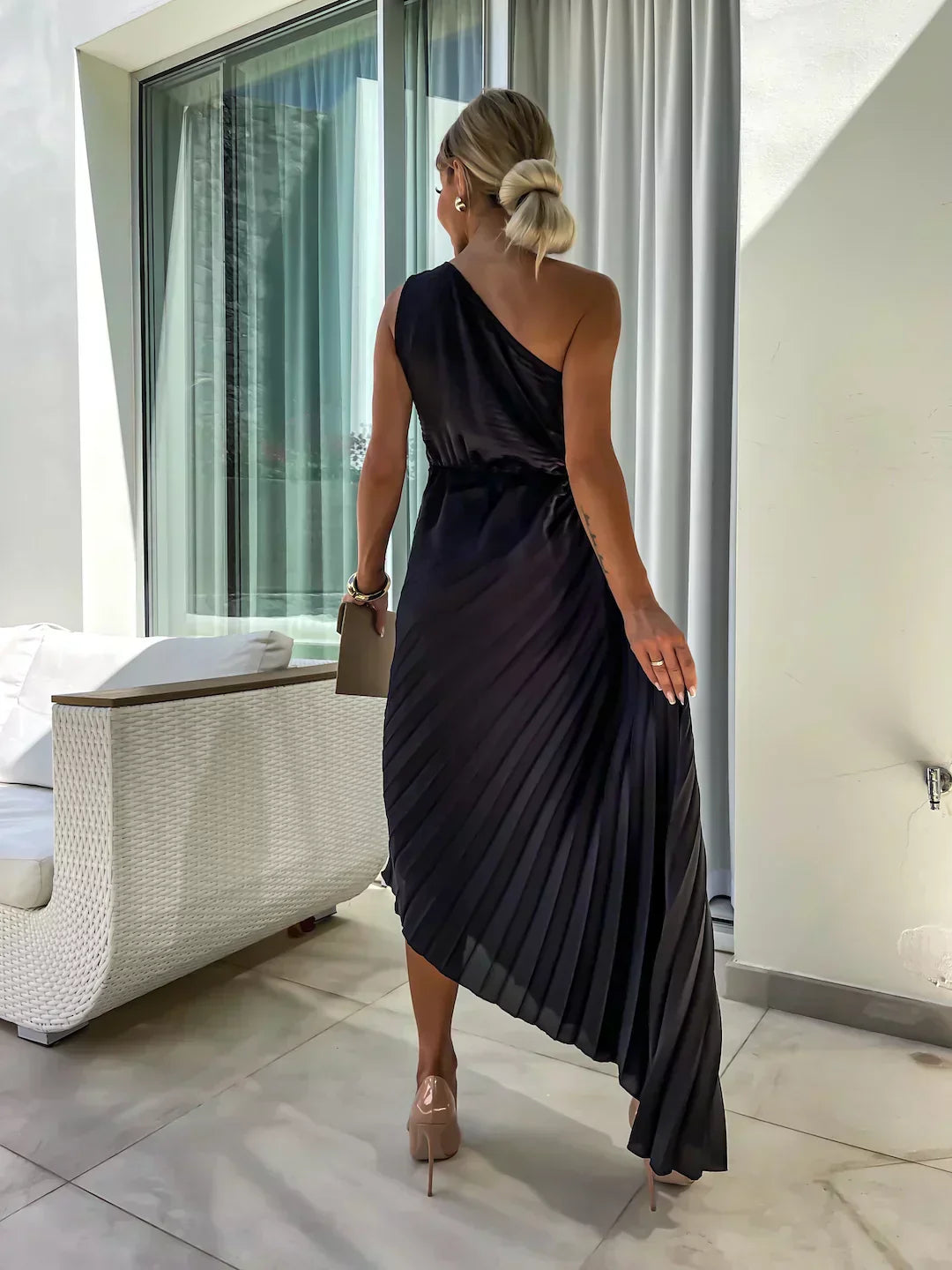 Marlene | Chic Asymmetrical Pleated Evening Dress Women Style