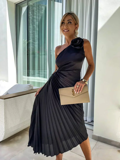 Marlene | Chic Asymmetrical Pleated Evening Dress Women Style