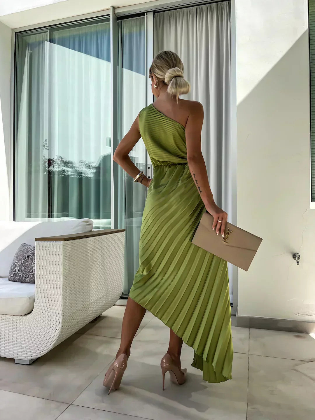 Marlene | Chic Asymmetrical Pleated Evening Dress Women Style